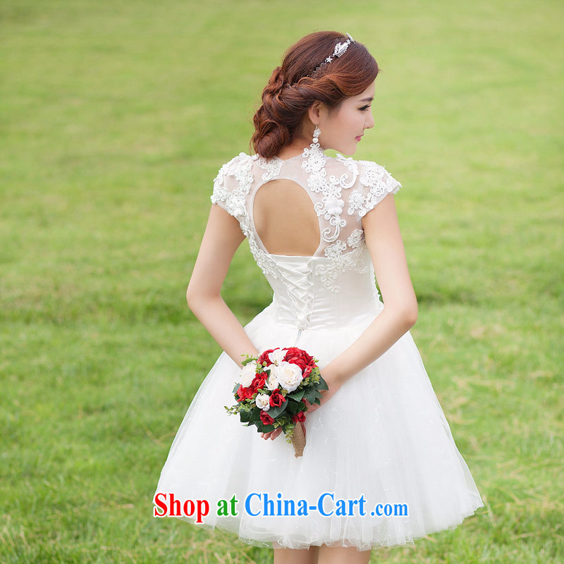 Love Life wedding dresses new 2015 short Korean brides field shoulder bridesmaid skirt small white lace-up waist-white L, love life, and shopping on the Internet