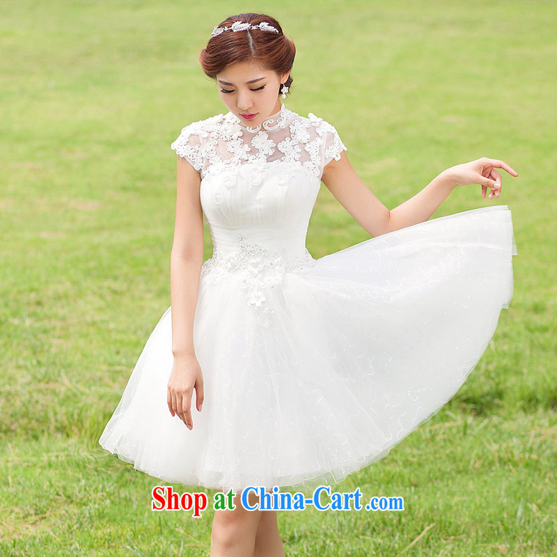 Love Life wedding dresses new 2015 short Korean brides field shoulder bridesmaid skirt small white lace-up waist-white L, love life, and shopping on the Internet