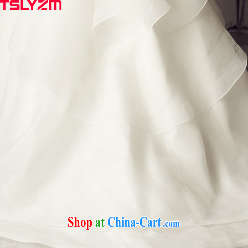 2015 new Europe and chest bare small tail wedding dresses bridal lace retro tie-water drilling video thin large code pregnant women custom European root yarn white L, Tslyzm, shopping on the Internet