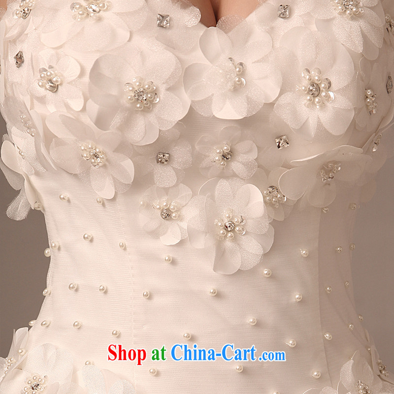 Dirty comics 2015 spring and summer new, fresh flowers manually drag and drop the tail wedding dresses Korean wiped chest strap graphics slender tail flowers wedding dresses 100 CM tail tailor new pre-sale, clean animation, shopping on the Internet