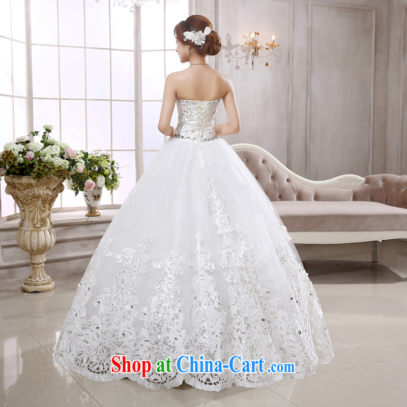 There is embroidery bridal wedding dresses new 2015 summer Korean version white beauty with parquet drill wiped his chest, white XL code 2 feet 2 waist Suzhou shipment and it is absolutely not a bride, shopping on the Internet
