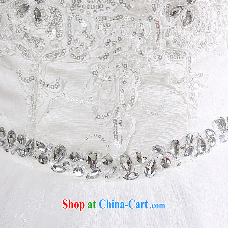 There is embroidery bridal wedding dresses new 2015 summer Korean version white beauty with parquet drill wiped his chest, white XL code 2 feet 2 waist Suzhou shipment and it is absolutely not a bride, shopping on the Internet