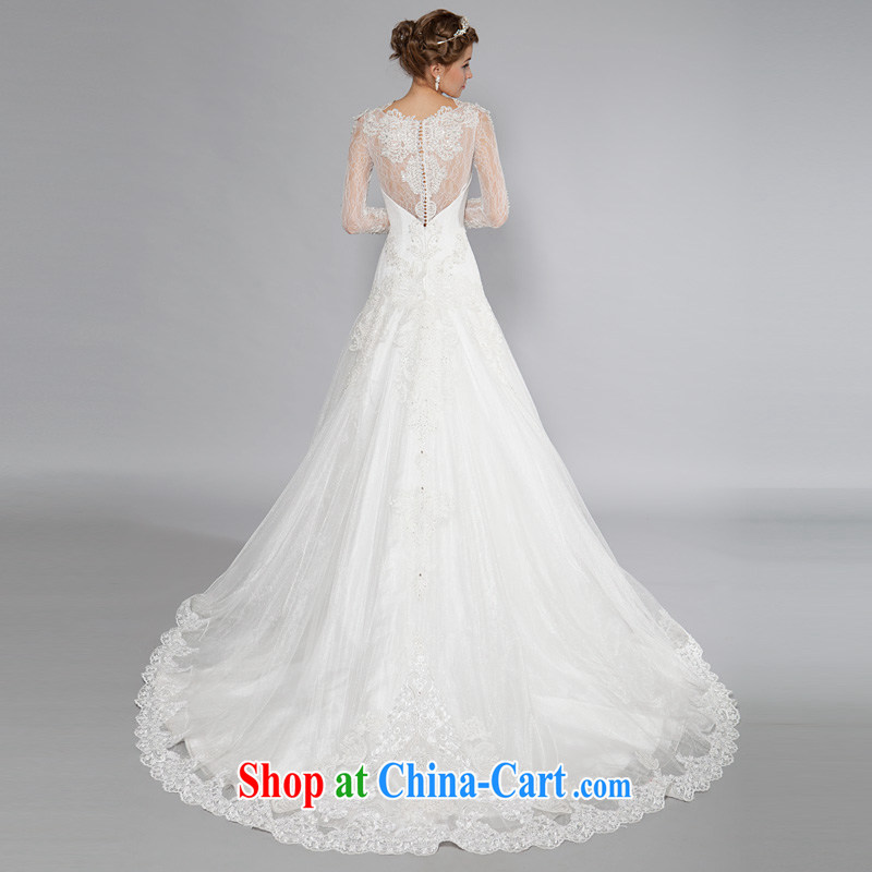 2015 spring and summer new long-sleeved bridal wedding dresses long-tail Palace package shoulder personalized beauty retro custom 40151062 white XL code 30 days pre-sale, a yarn, shopping on the Internet