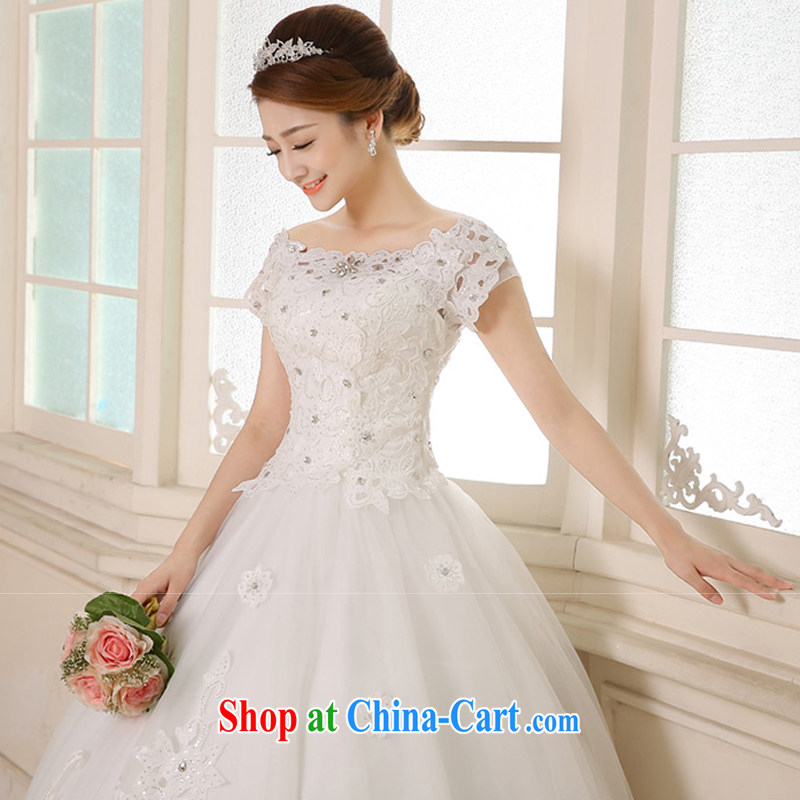 7 color 7 tone Korean version of the new, 2015 tie-in with a shoulder shaggy dress bridal Princess wedding dresses H 035 white with M, 7 color 7 tone, shopping on the Internet