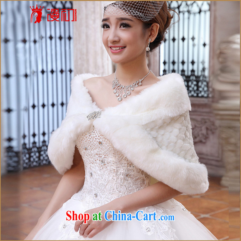 Definition 2015 early New rabbit plush shawl bridal wedding shawls and thick warm hair shawl white winter white, diffuse, and shopping on the Internet