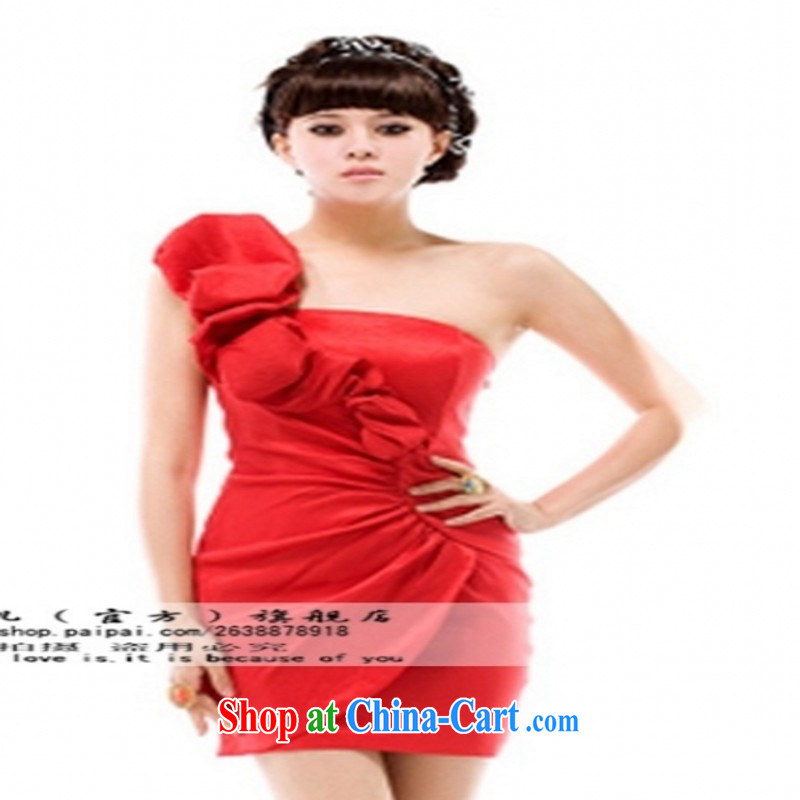 Love so Peng 2014 new autumn spring evening dress short, a single shoulder Korean version, felt that the small dress bows dress dresses red customers to size the do not return, love so Pang, shopping on the Internet