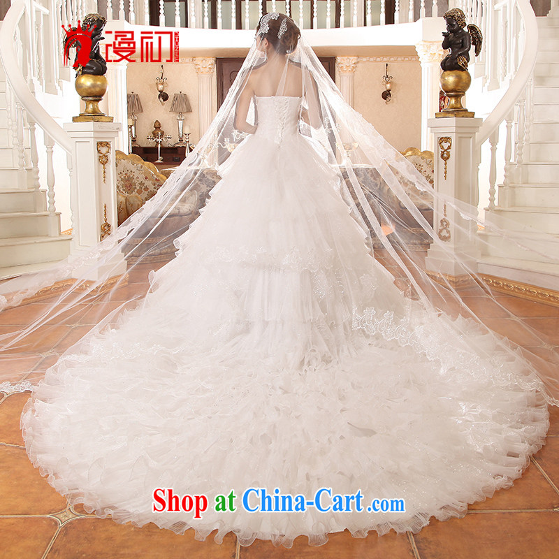 Early definition 2015 new ultra-luxury long-tail wedding dresses bare chest water drilling Large Luxurious large-tail wedding white XXL, diffuse, and shopping on the Internet
