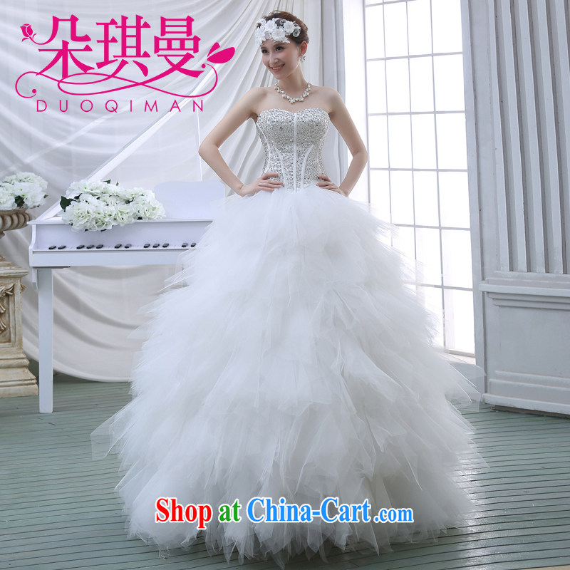 Drag and drop the wedding 2014 new spring Korean Beauty graphics thin smears chest wedding dresses with straps to align paragraph XXL