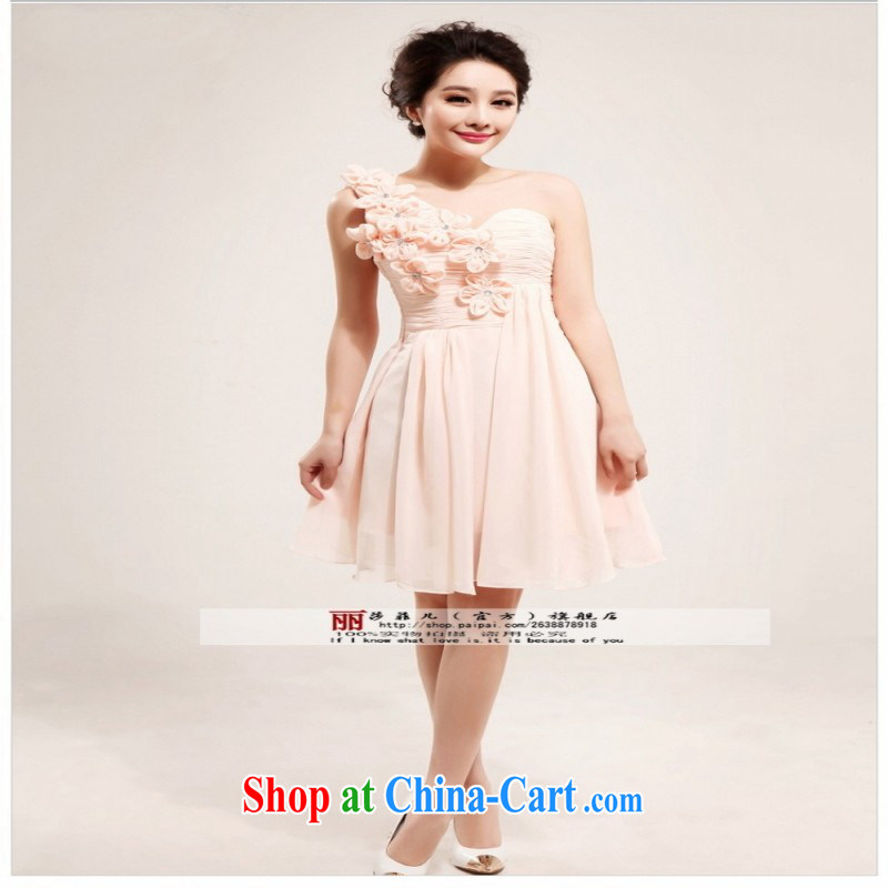 Love so Pang Korean single shoulder pink brides with wedding small wedding dresses short Princess bridesmaid service 2014 new 5177 customer size will not be refunded, love so Peng, shopping on the Internet