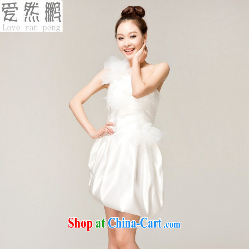Love so Peng Liu poetry poetry is a shoulder dress married Korean white flowers bridesmaid toast show the small dress skirt S pieced