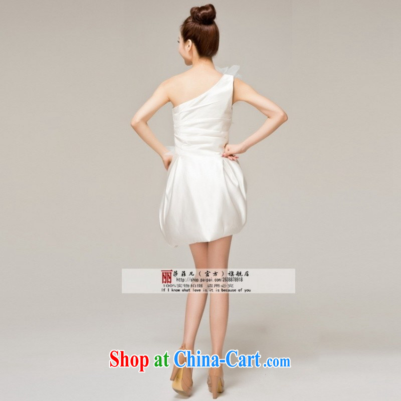 Love, Peng Liu, Ms Elsie Leung, Ms Elsie Leung is a shoulder dress married Korean white flowers bridesmaid toast show the small dress skirt S pieced, love so Pang, shopping on the Internet