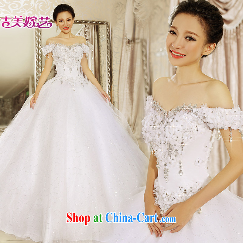 wedding dresses Jimmy married arts 2015 new flowers on drill sweet words shoulder with tail HT 7606 wedding Ivory with XXL