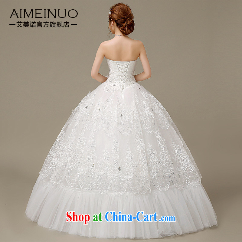 The United States, wedding dresses 2015 spring and summer water drilling wiped his chest lace on-chip integrated with a Korean version with Princess bride wedding H - 48 white XL, the US (Imeinuo), online shopping