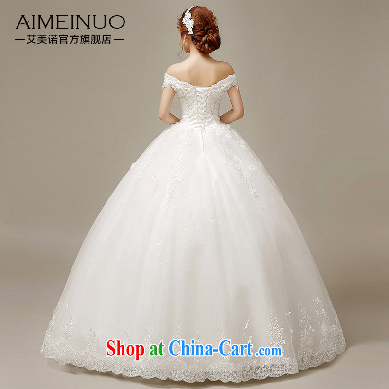 The United States, wedding dresses 2015 spring and summer retro field shoulder lace hand tied flowers with Korean version with Princess bride wedding H - 53 white S, AIDS, and the United States (Imeinuo), shopping on the Internet