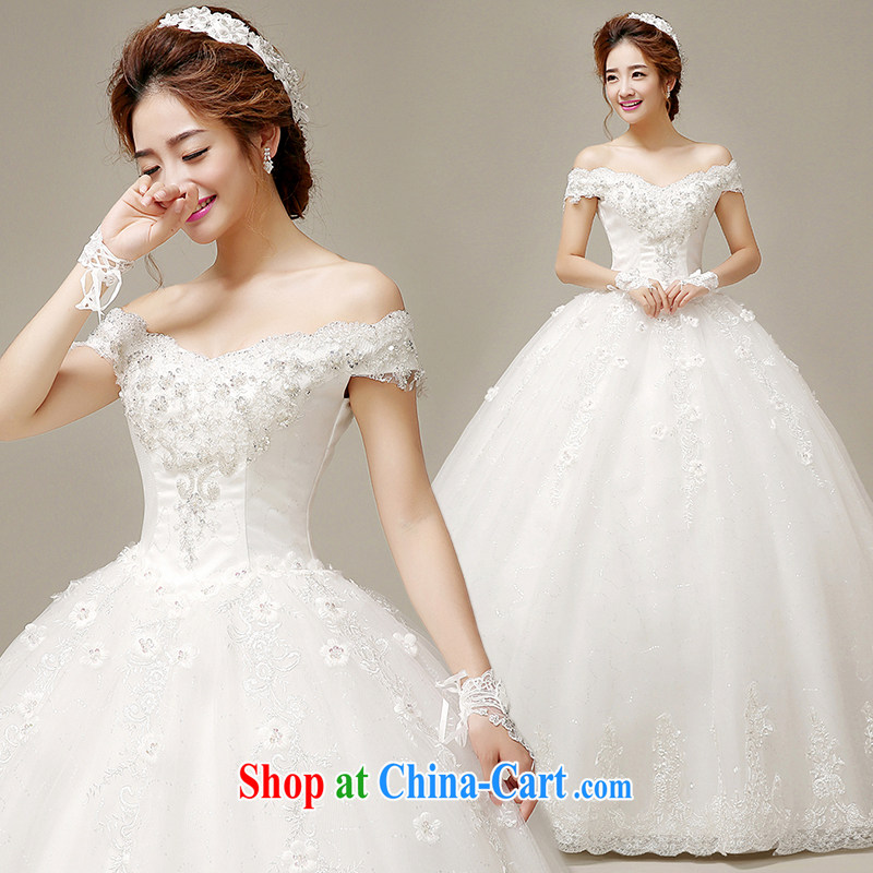 The United States, wedding dresses 2015 spring and summer retro field shoulder lace hand tied flowers with Korean version with Princess bride wedding H - 53 white S, AIDS, and the United States (Imeinuo), shopping on the Internet