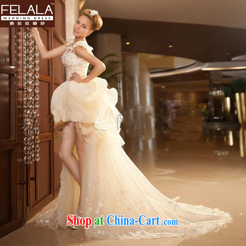 Ferrara 2015 new Europe short before the drag and drop flowers wedding dresses spring short before long-tail female champagne color L Suzhou shipping, La wedding (FELALA), shopping on the Internet