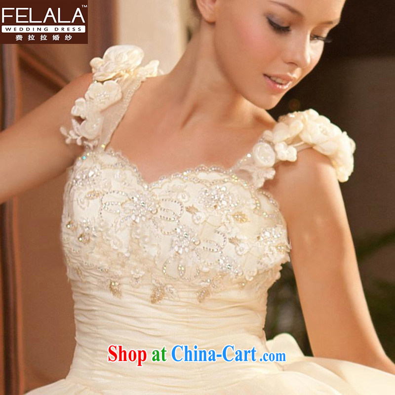 Ferrara 2015 new Europe short before the drag and drop flowers wedding dresses spring short before long-tail female champagne color L Suzhou shipping, La wedding (FELALA), shopping on the Internet