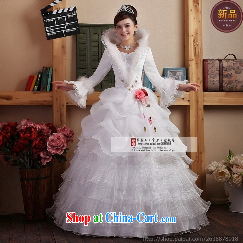 Winter wedding dresses new 2014 Korean wedding dresses long sleeved the cotton winter clothes wedding white customer size made no refunds or exchanges, so Pang, shopping on the Internet