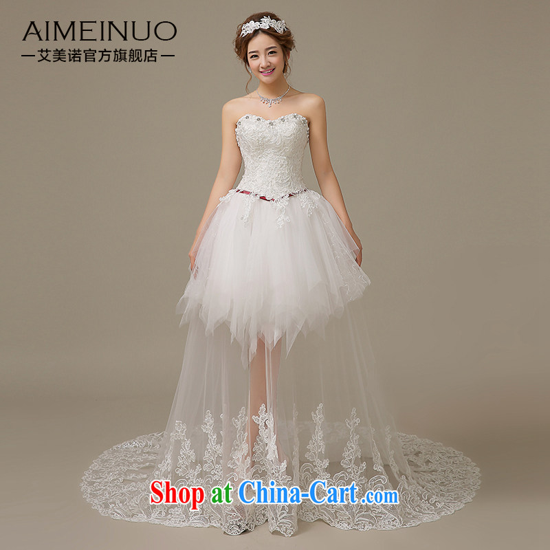 The United States, wedding dresses 2015 spring and summer Korean wiped chest lace, short bridal wedding band stylish small tail H - 62 white XL