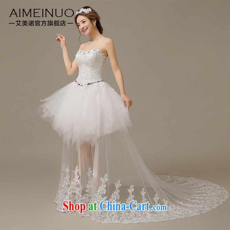 The United States, wedding dresses 2015 Spring/Summer Edition Korea wiped his chest lace, short, bridal wedding band stylish and small tail H - 62 white XL, the United States, (Imeinuo), shopping on the Internet