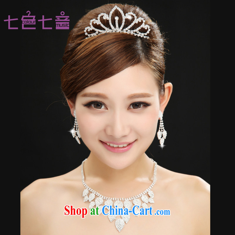 7 color 7, Korean-style wedding accessories silver leaves hair accessories bridal jewelry and wedding jewelry 3-piece kit are white, 7-Color 7 tone, and shopping on the Internet