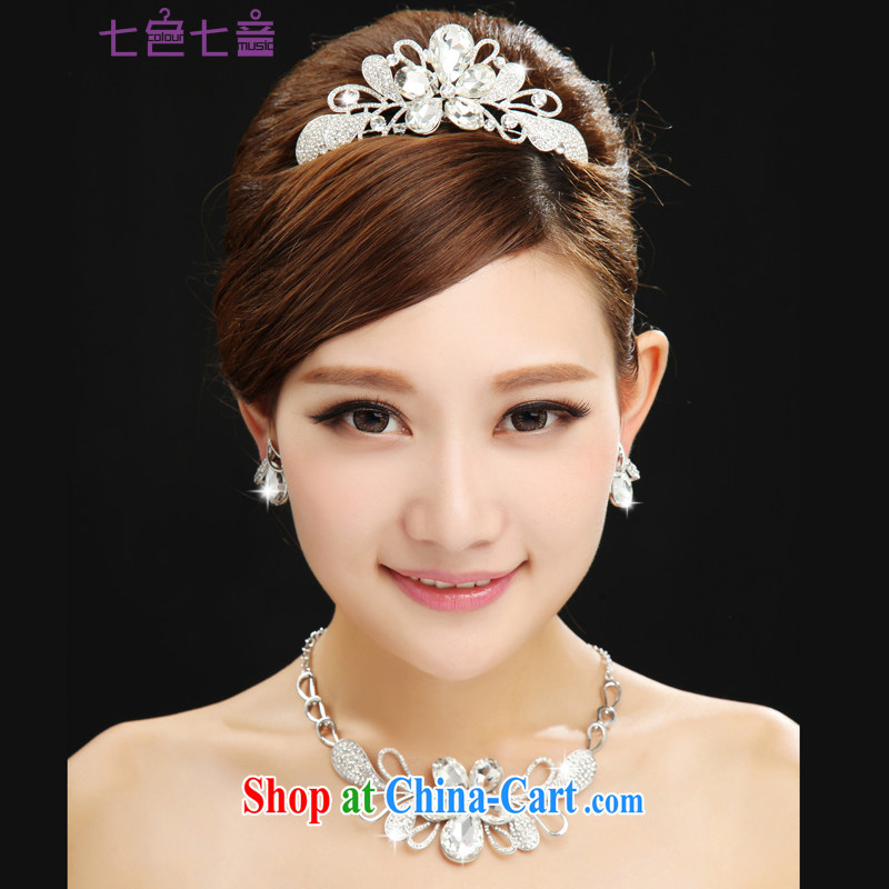 7 color 7, Korean-style wedding accessories alloy flowers hair accessories bridal jewelry and wedding jewelry 3 piece set with white are code