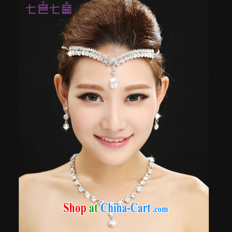 7 color 7 tone that bridal necklace set water drilling Crown wedding jewelry Korean-style wedding accessories 3-Piece PS 011 white are code