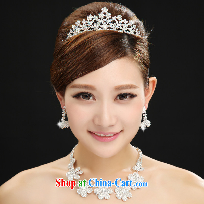 7 color 7 tone bridal necklace set water drilling Crown wedding jewelry Korean-style wedding accessories 3 piece PS 013 are white, 7-Color 7 tone, shopping on the Internet