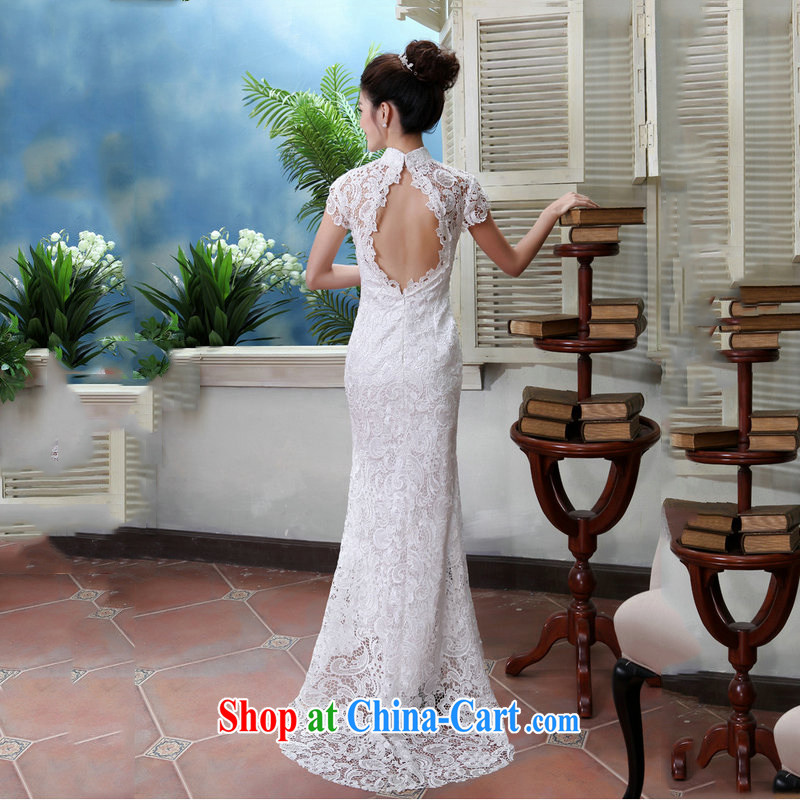 Still, 11 field shoulder back exposed dress cheongsam dress wedding dresses bridal toast serving long stylish crowsfoot AL 8985 white XS, still, and that, on-line shopping