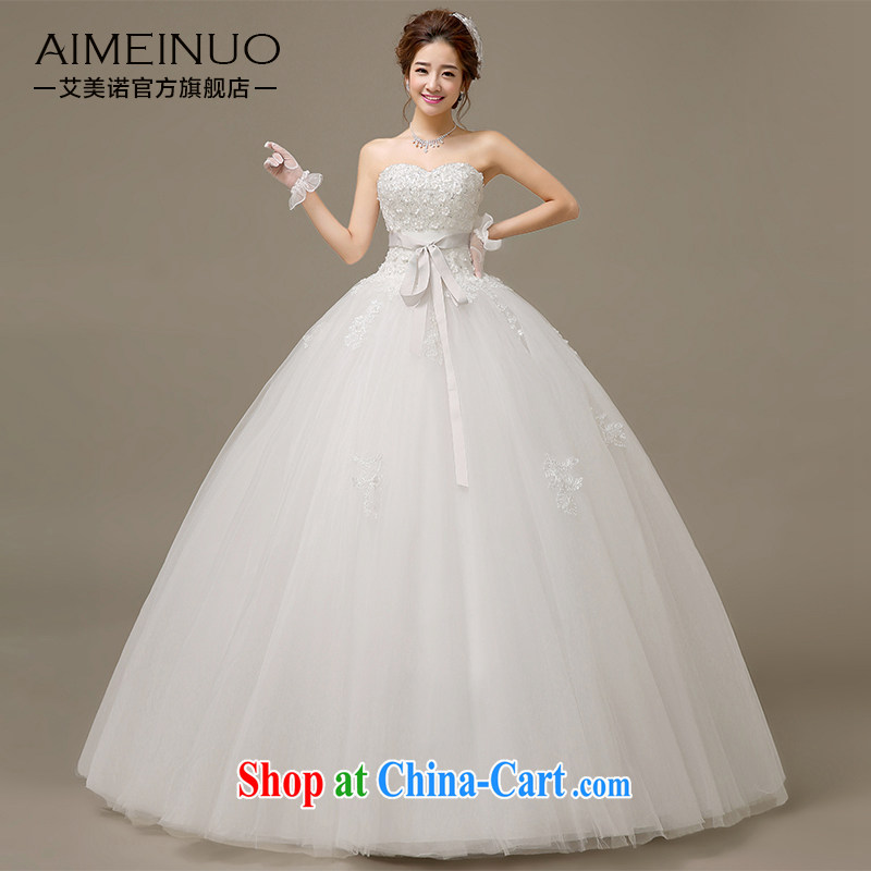 The United States and the 2015 spring and summer wedding dresses flowers lace bow-tie retro tie-Korean Princess sweet wiped his chest to H - 55 white XXL