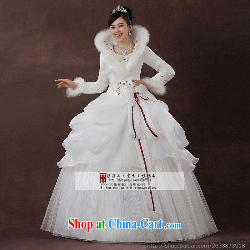 2014 new bride's wedding dresses Korean winter clothes winter wedding long-sleeved sweet the cotton Customer to size the do not return, love so Peng, shopping on the Internet