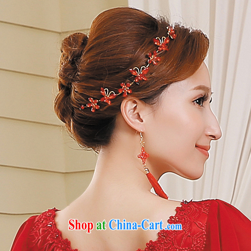 Flower-ki, bridal headdress Korean-style soft link water drill-decorated with flowers red butterfly accessories married women hair ornaments, flower Angel (DUOQIMAN), and, on-line shopping