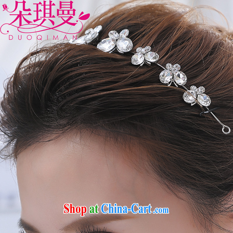 Flower-ki, bridal-jewelry forehead link water drilling Korean-style wedding head-dress and flower bridal headdress white