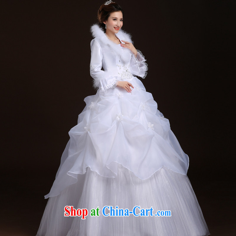 Wei Qi 2014 winter wedding dresses winter clothes wedding plus Gross winter warm wedding and cotton with long-sleeved wedding dresses, for wedding white XL, Qi wei (QI WAVE), online shopping