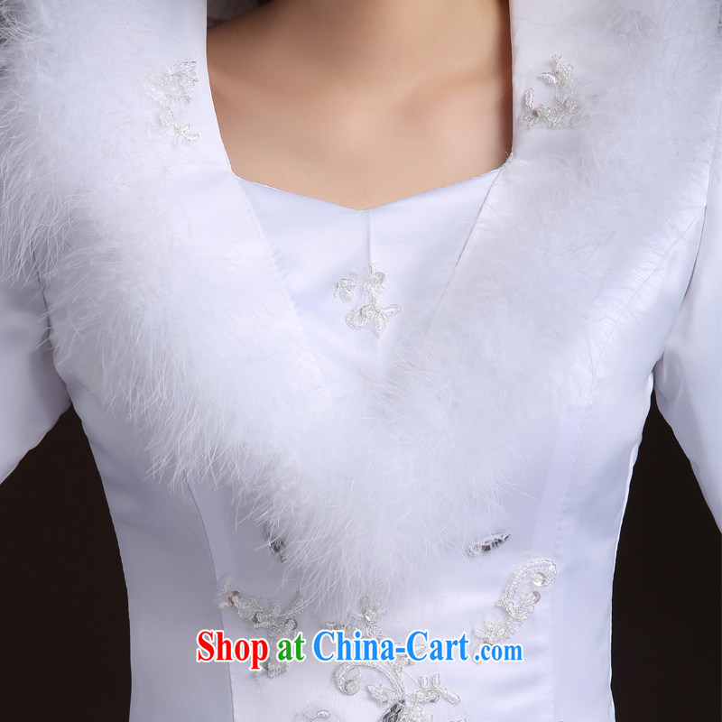 Wei Qi 2014 winter wedding dresses winter clothes wedding plus Gross winter warm wedding and cotton with long-sleeved wedding dresses, for wedding white XL, Qi wei (QI WAVE), online shopping