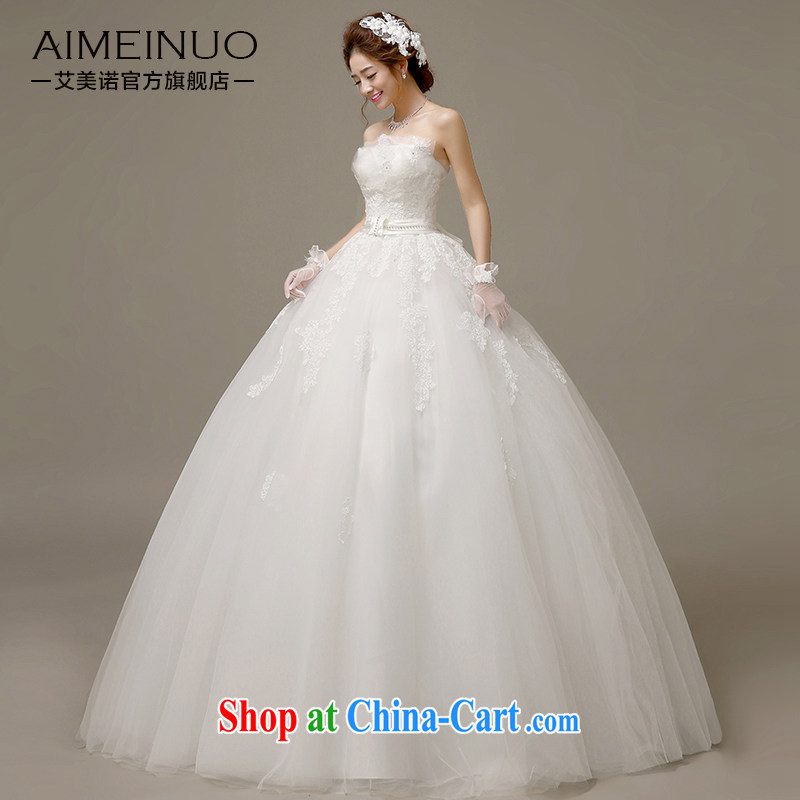 wedding dresses 2015 spring and summer Korean bridal wedding lace take a draw hem erase chest strap beauty with yarn H - 56 white XXL