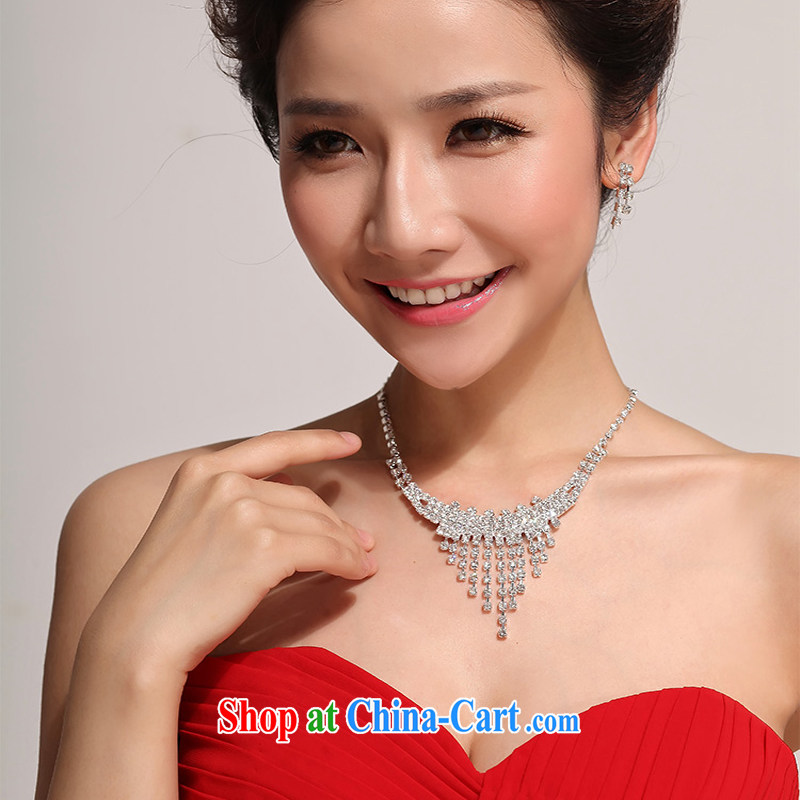 Flower-ki, bridal necklace earrings Korean-style wedding jewelry, 3-piece kit water drilling wedding accessories necklaces and jewelry, flower Angel (DUOQIMAN), online shopping