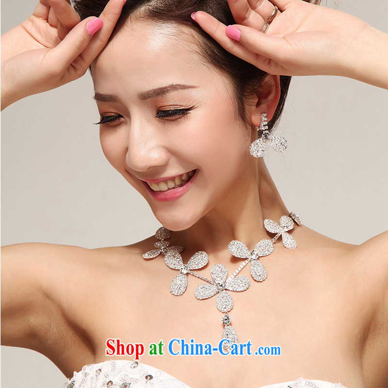 Flower Ki Cayman brides Korean-style Pearl water drill petal necklace earrings bridal wedding dresses accessories styling ornaments, flower Angel (DUOQIMAN), and, on-line shopping