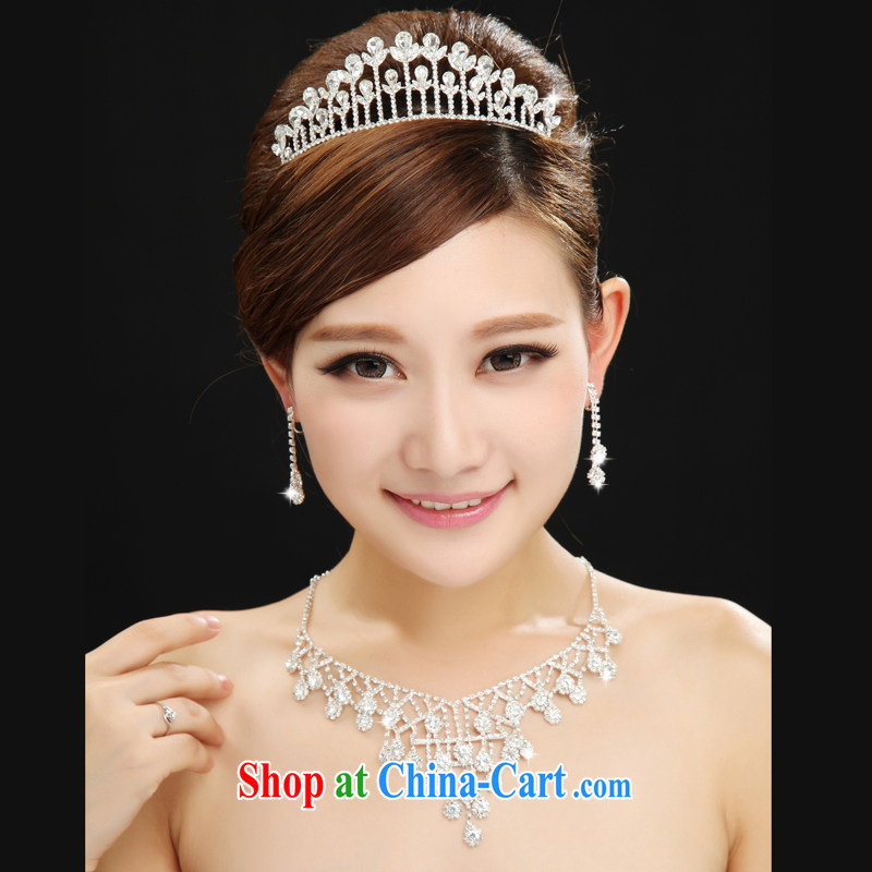 7 color 7 tone bridal necklace set with alloy Crown wedding jewelry Korean wedding accessories 3-Piece PS 016 are white, 7-Color 7 tone, shopping on the Internet