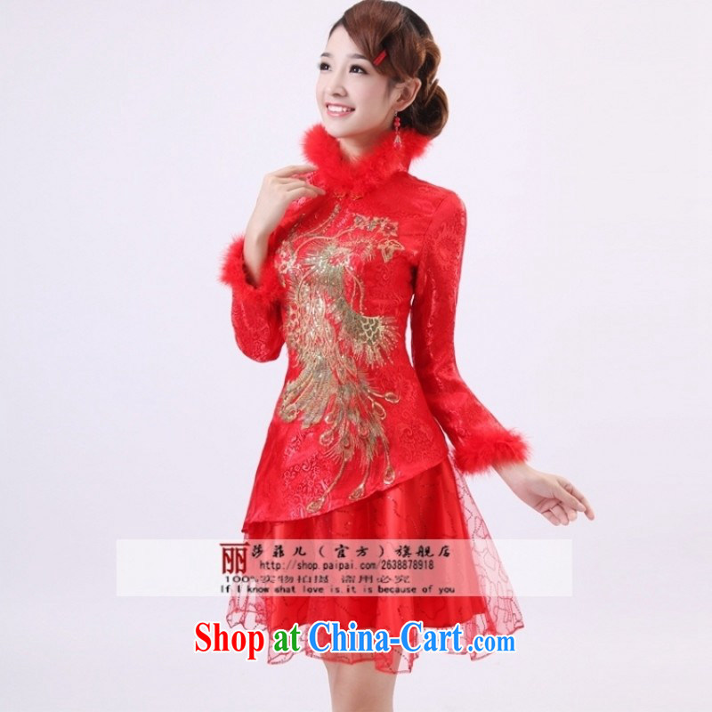 Dresses winter clothes 2014 new long-sleeved bridal dresses wedding autumn and winter dresses, short red bows service units to customer size will not be refunded, so Pang, shopping on the Internet
