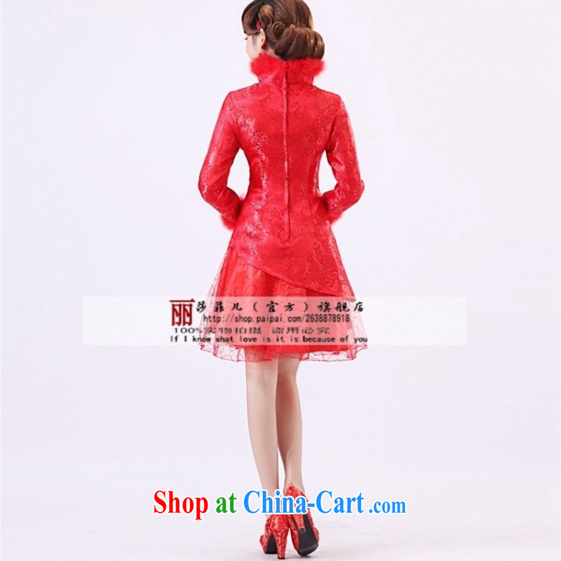 Dresses winter clothes 2014 new long-sleeved bridal dresses wedding autumn and winter dresses, short red bows service units to customer size will not be refunded, so Pang, shopping on the Internet