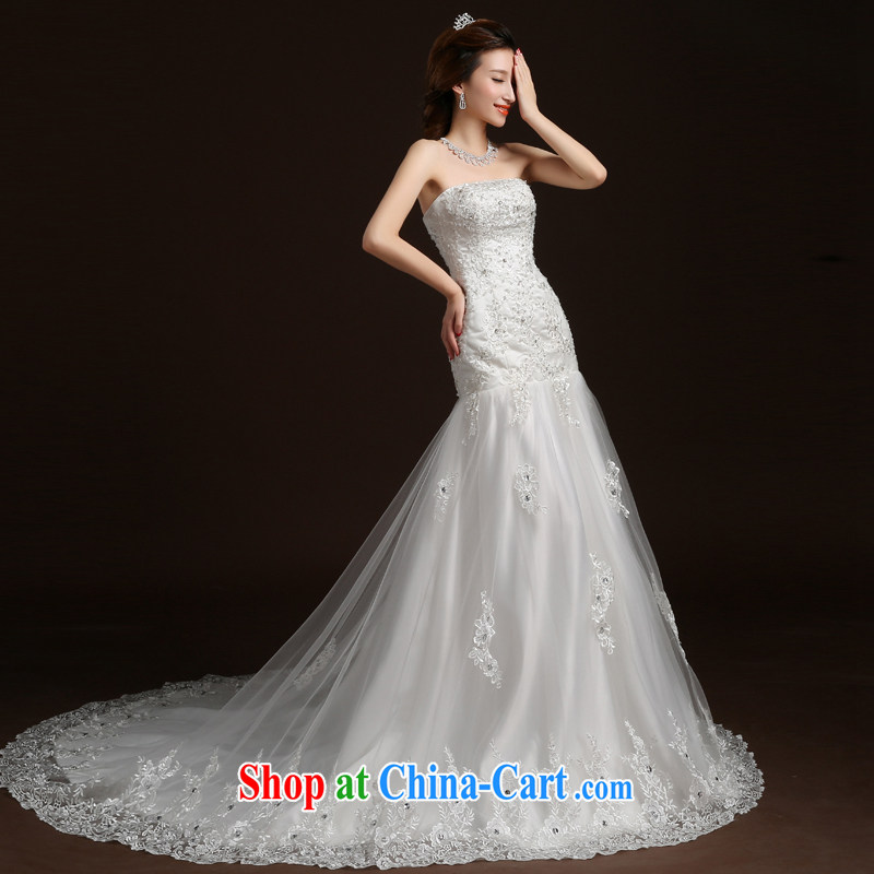 Qi wei wedding dresses summer 2015 new stylish erase chest wedding crowsfoot wedding bridal marriage wedding small tail tied with the Code wedding white XL, Qi wei (QI WAVE), online shopping