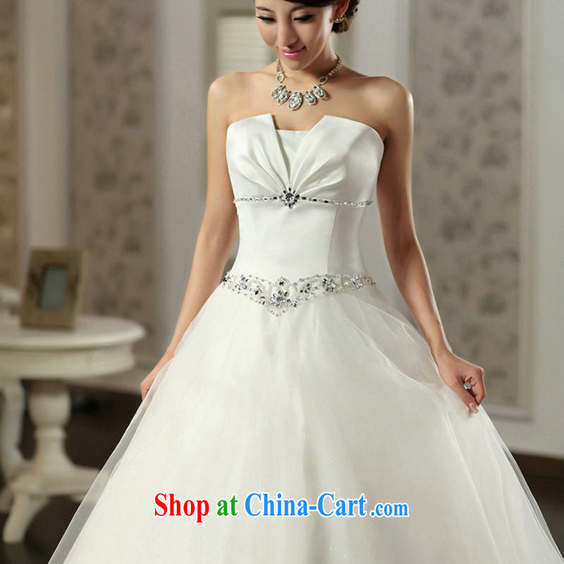 Optimize Hung-erase chest Princess skirt water drilling simple Princess wedding Satin shaggy skirts video thin bridal wedding JS 8121 m White L, optimize, and shopping on the Internet