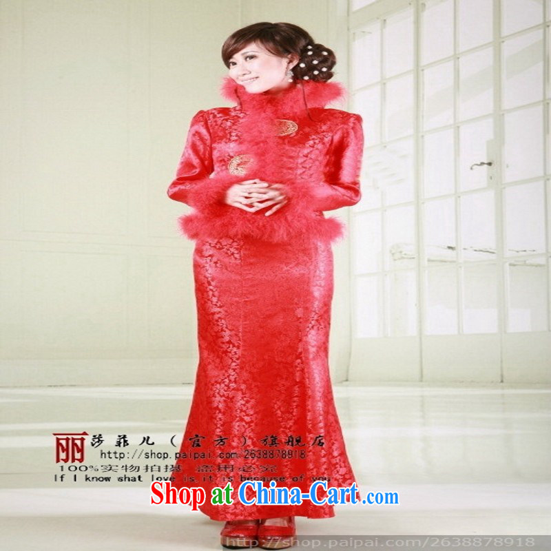 winter clothes red dragon two round-cultivating crowsfoot cheongsam dress bridal wedding dress new winter, customer size will not be refunded, love so Pang, shopping on the Internet
