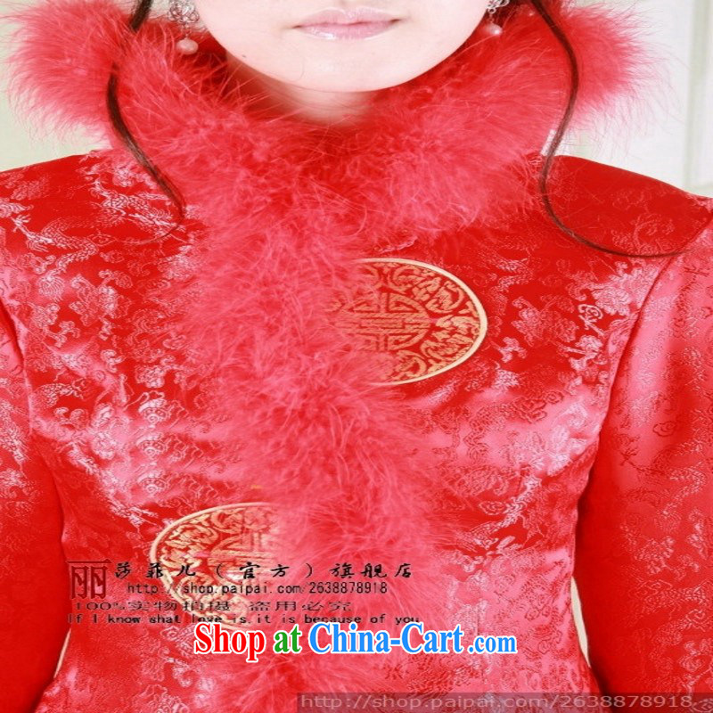winter clothes red dragon two round-cultivating crowsfoot cheongsam dress bridal wedding dress new winter, customer size will not be refunded, love so Pang, shopping on the Internet