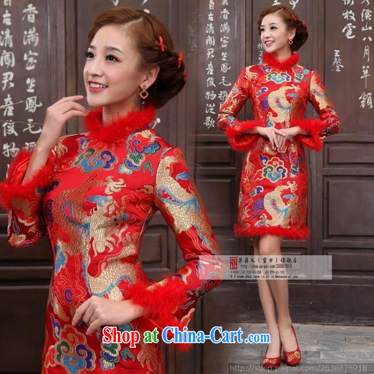 Red bridal wedding toast service improvement and stylish winter dresses package and short, long-sleeved folder cotton cheongsam dress red customers to size up to do not return pictures, price, brand platters! Elections are good character, the national distribution, so why buy now enjoy more preferential! Health