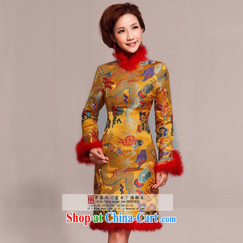 Red bridal wedding toast service improvement and stylish winter dresses package and short, long-sleeved folder cotton cheongsam dress red customers to size the do not return, love so Pang, shopping on the Internet