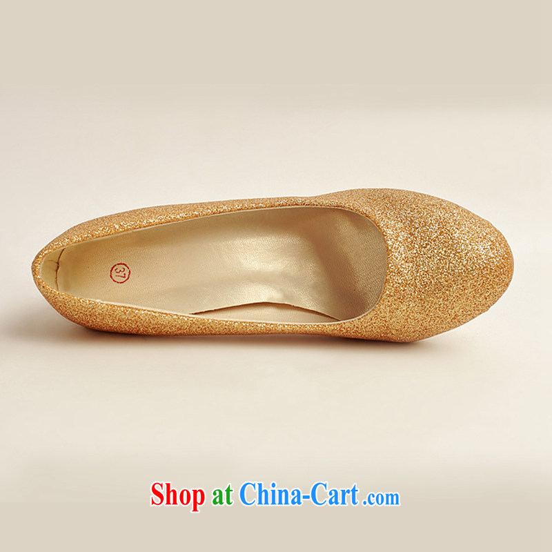 Flower Angel Cayman wedding shoes wedding shoes bridal shoes dress shoes wedding shoes Ballroom shoes high heel gold performance shoe stage shoes gold 37, flower Angel (DUOQIMAN), online shopping