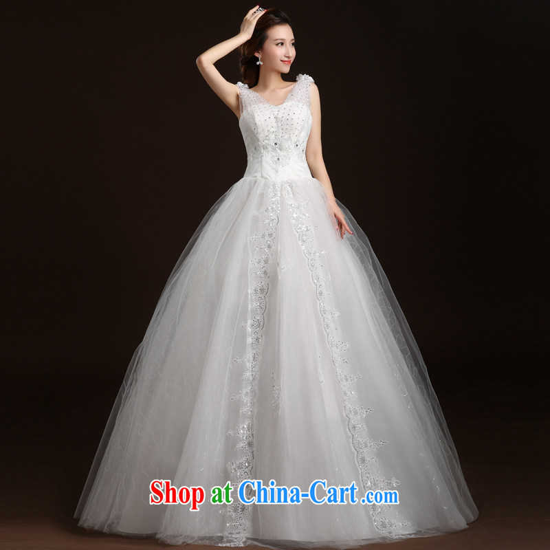 Qi wei wedding dresses 2015 summer new dual-shoulder wedding with wedding shaggy dress code the wedding tied with white XL