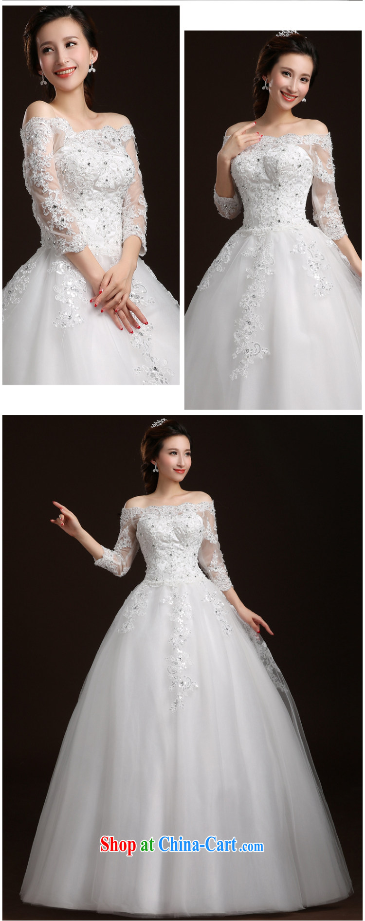 Qi wei summer new wedding dresses 2015 New Field shoulder with wedding lace wedding long-sleeved wedding dresses with white XL pictures, price, brand platters! Elections are good character, the national distribution, so why buy now enjoy more preferential! Health